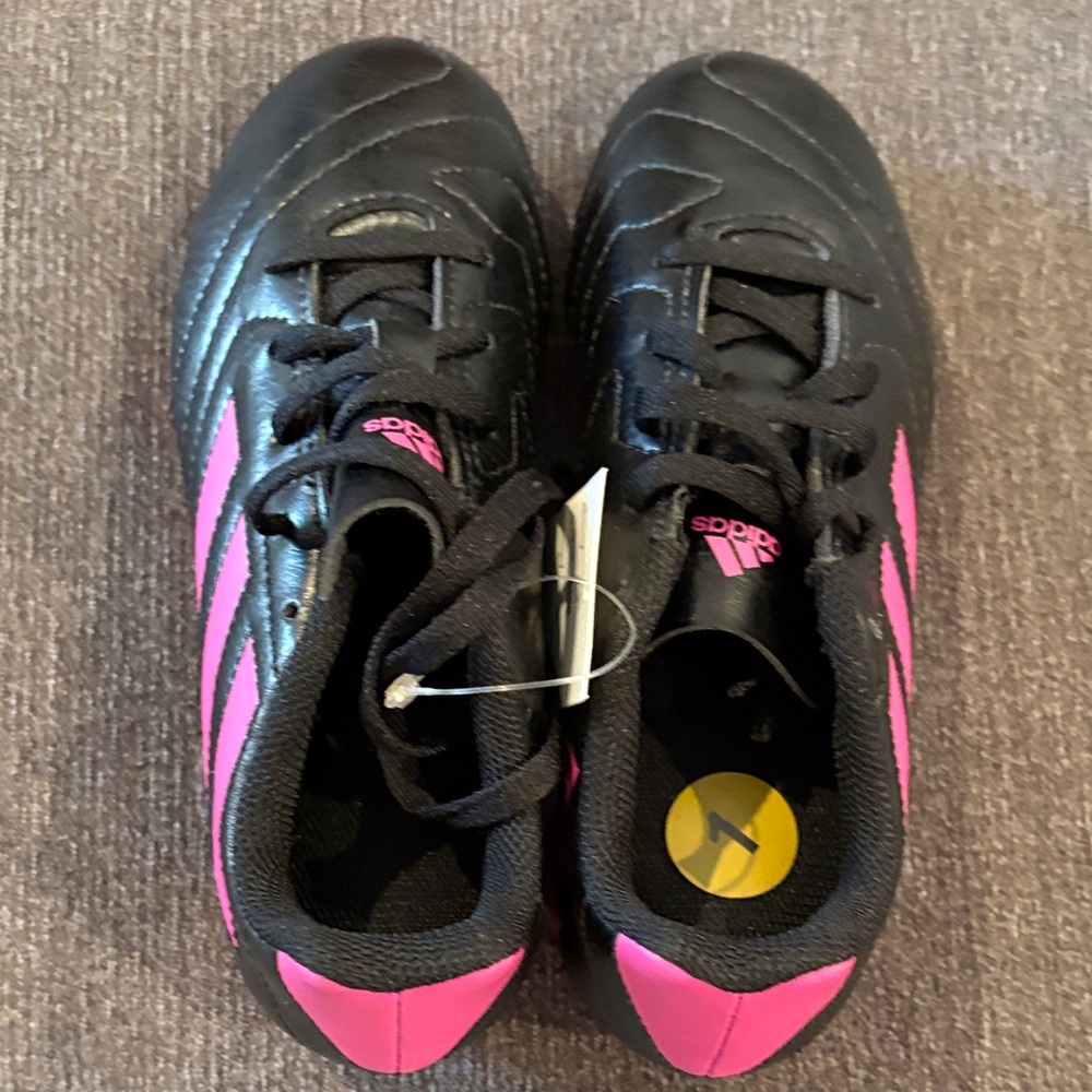 Adidas Cleats - Kids Black and Pink Sneakers - Picture 4 of 7